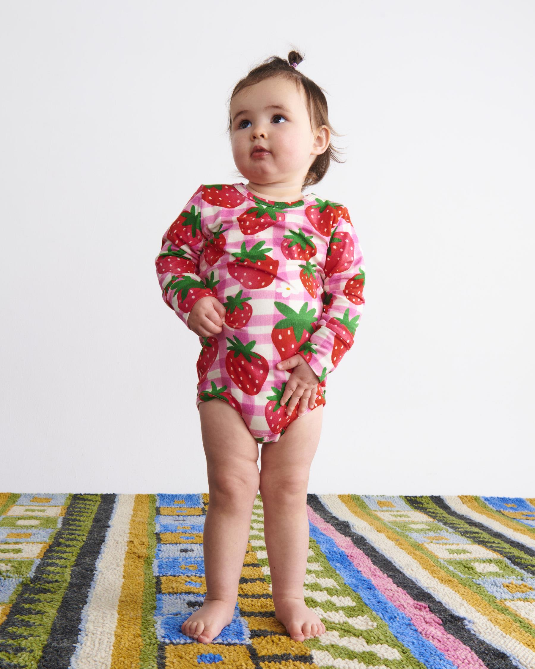 Long Sleeve Romper - Strawberry Jam