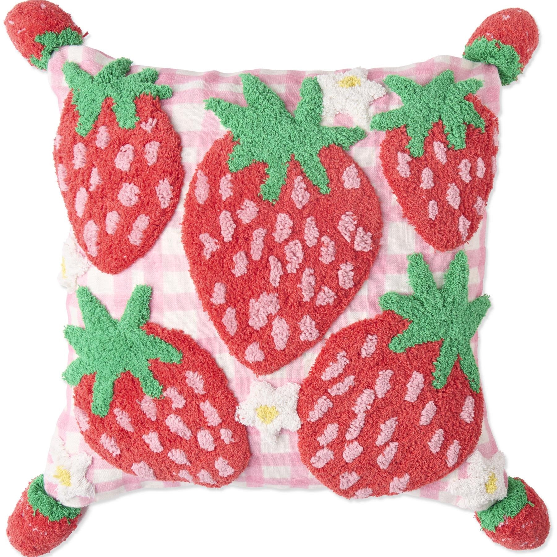 Pom Pom Cushion - Strawberry Jam