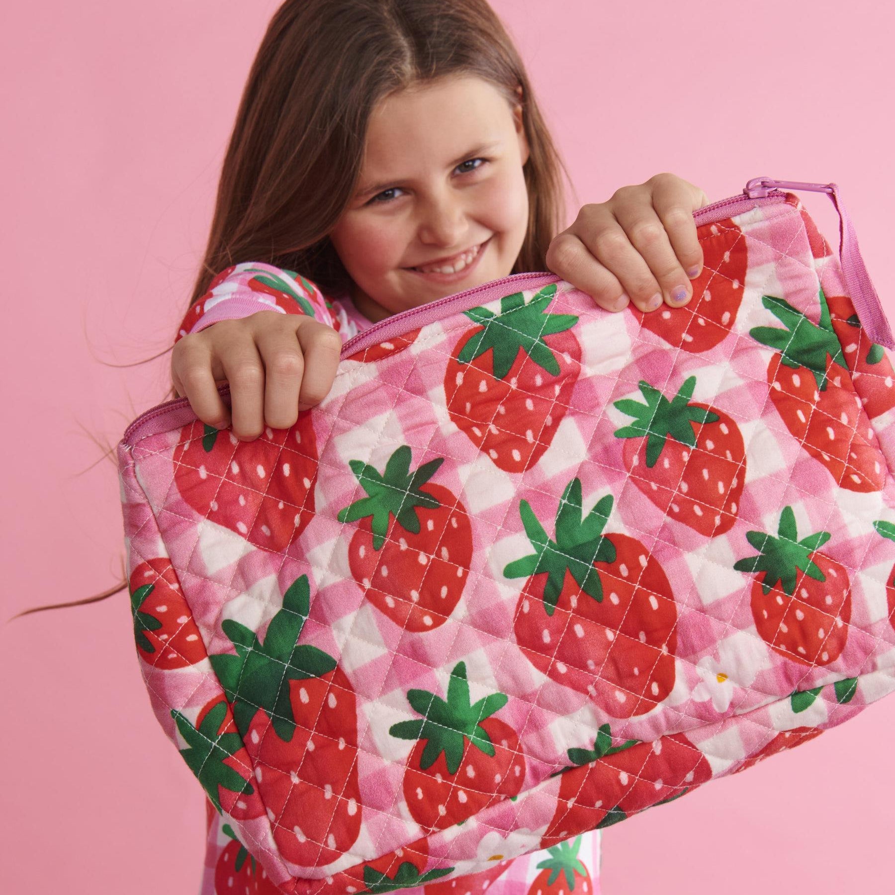 Quilted Toiletry Purse - Strawberry Jam