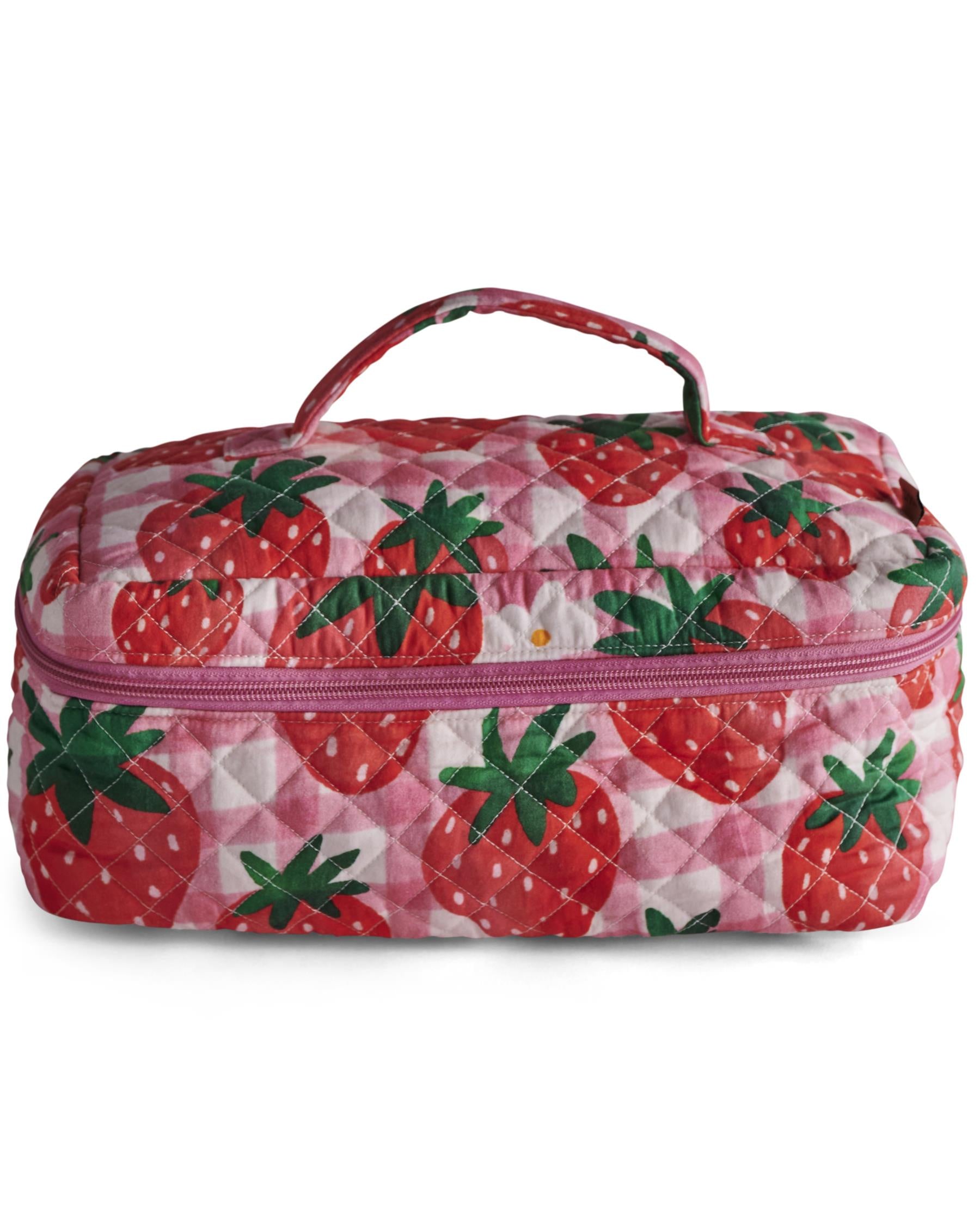 Quilted Toiletry Case - Strawberry Jam