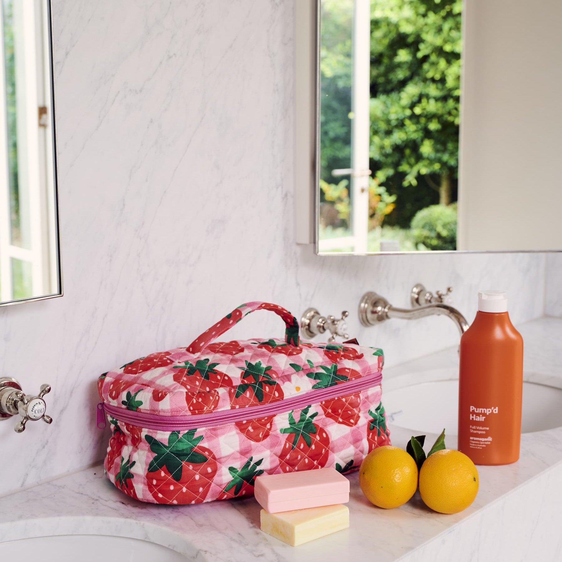 Quilted Toiletry Case - Strawberry Jam