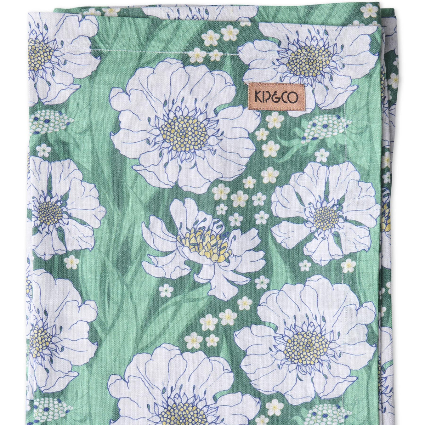 Linen Tablecloth - Tumbling Flowers Green