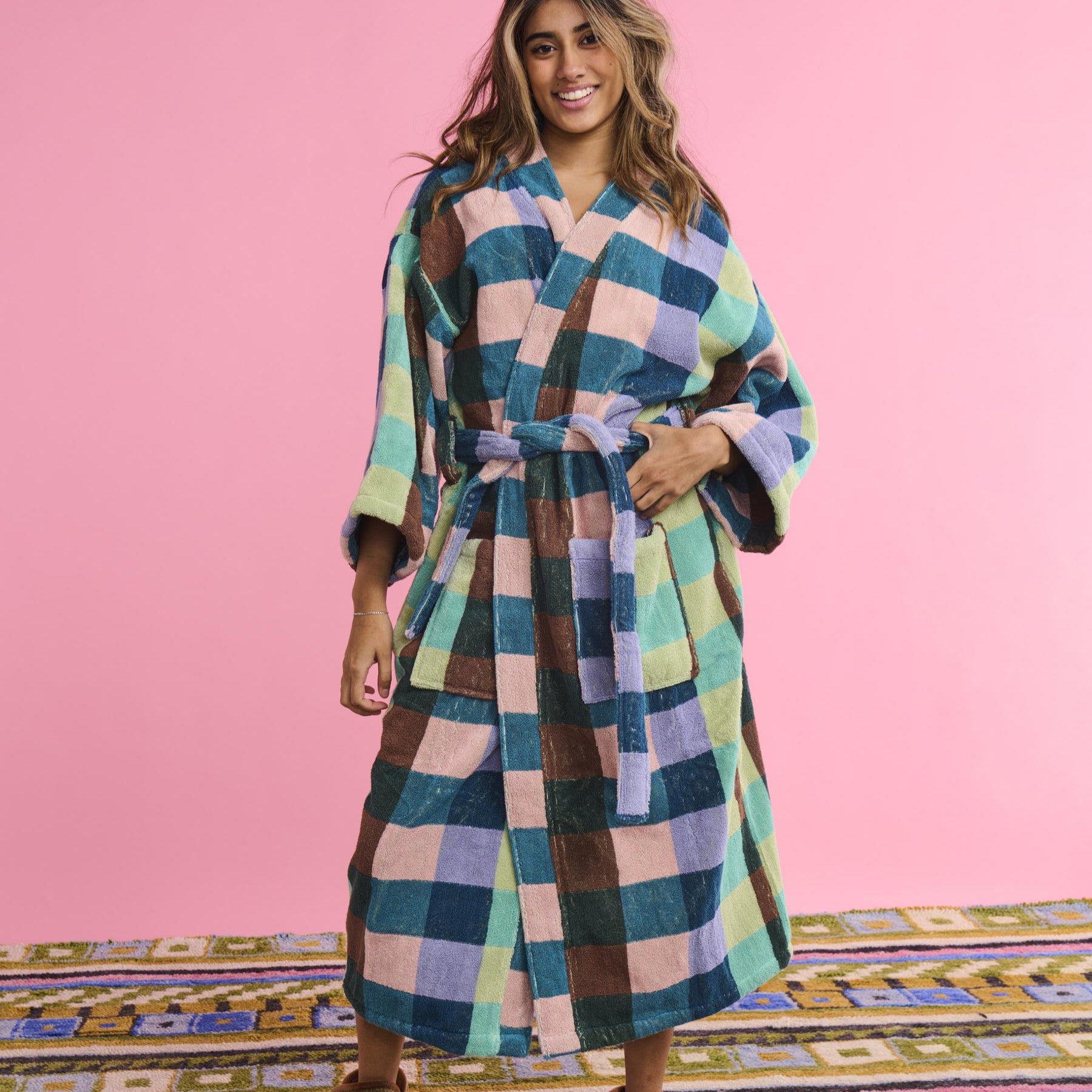 Terry Bath Robe - Woodlands Tartan