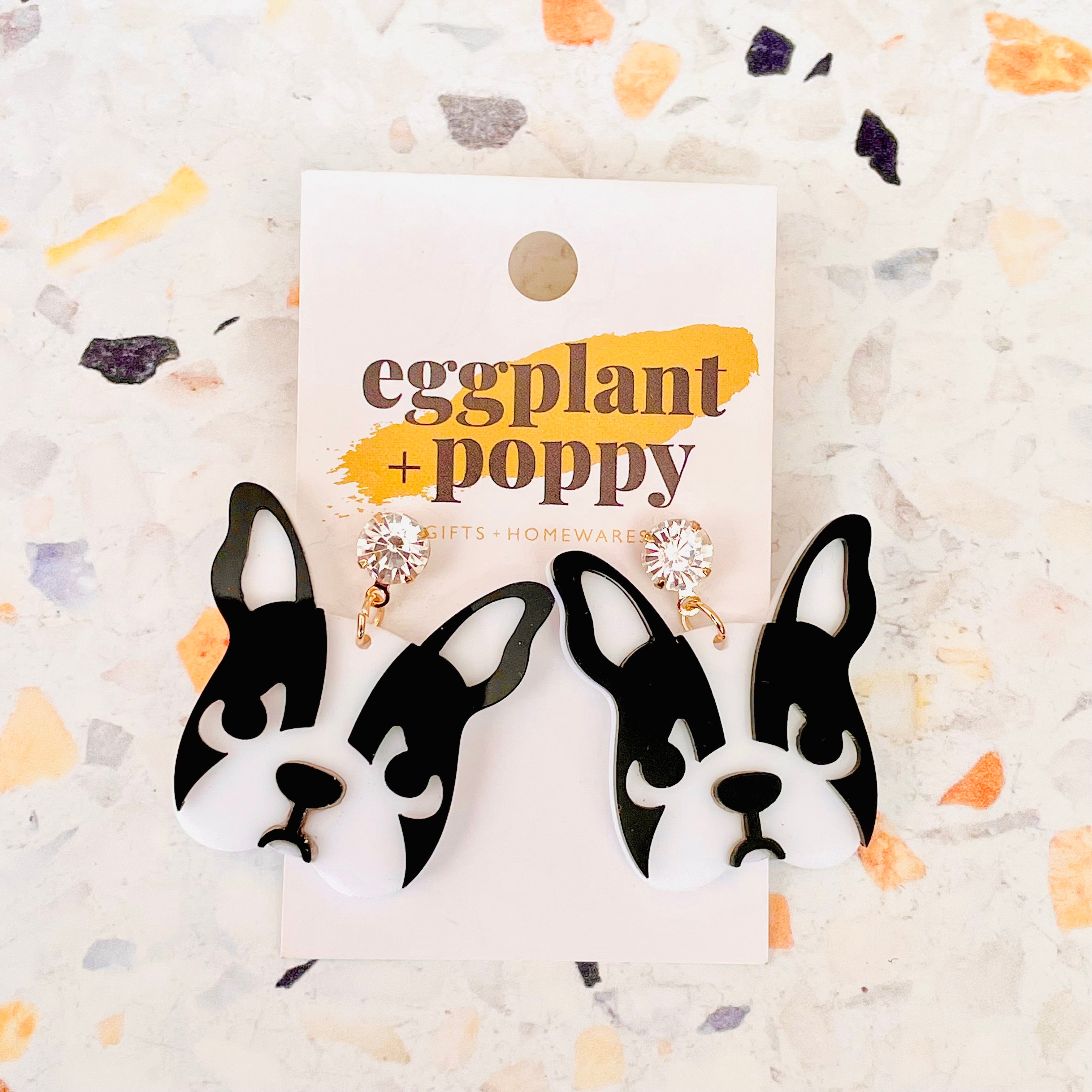 Frenchie Acrylic Earrings