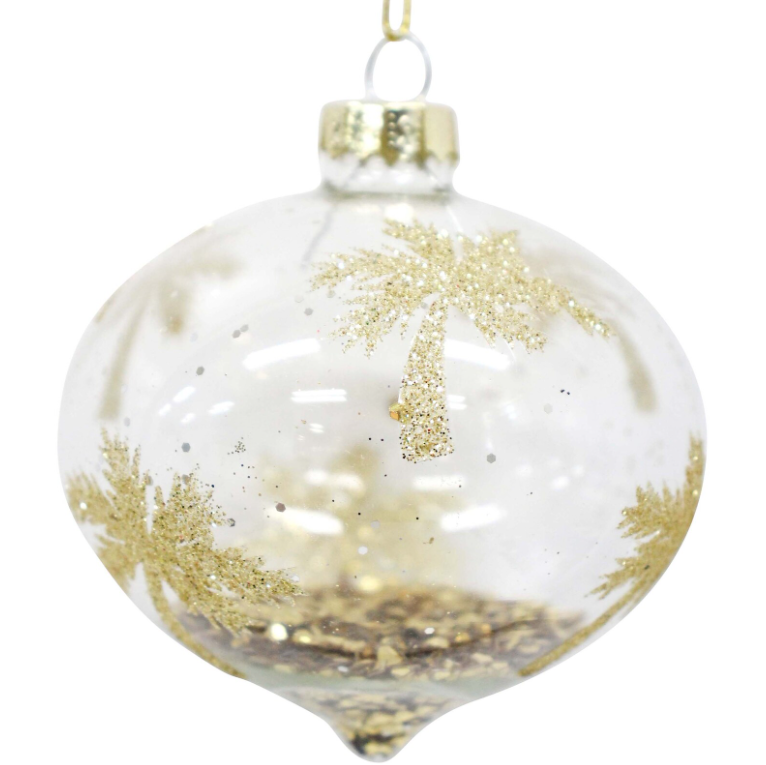 Glass Bauble - Palm Glitter